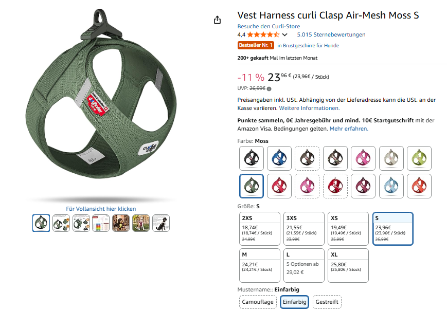 curli Produktvariationen auf Amazon